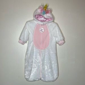 DREAM PLAY IMAGINE Plush Halloween Costume Unicorn Pink & White Zip Front 3-6M